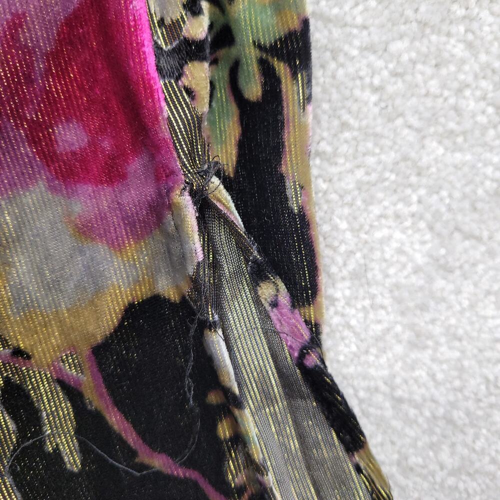 Zara Woman Floral Velvet Maxi Dress Black Gold Pink Womens Small - Picture 8 of 8